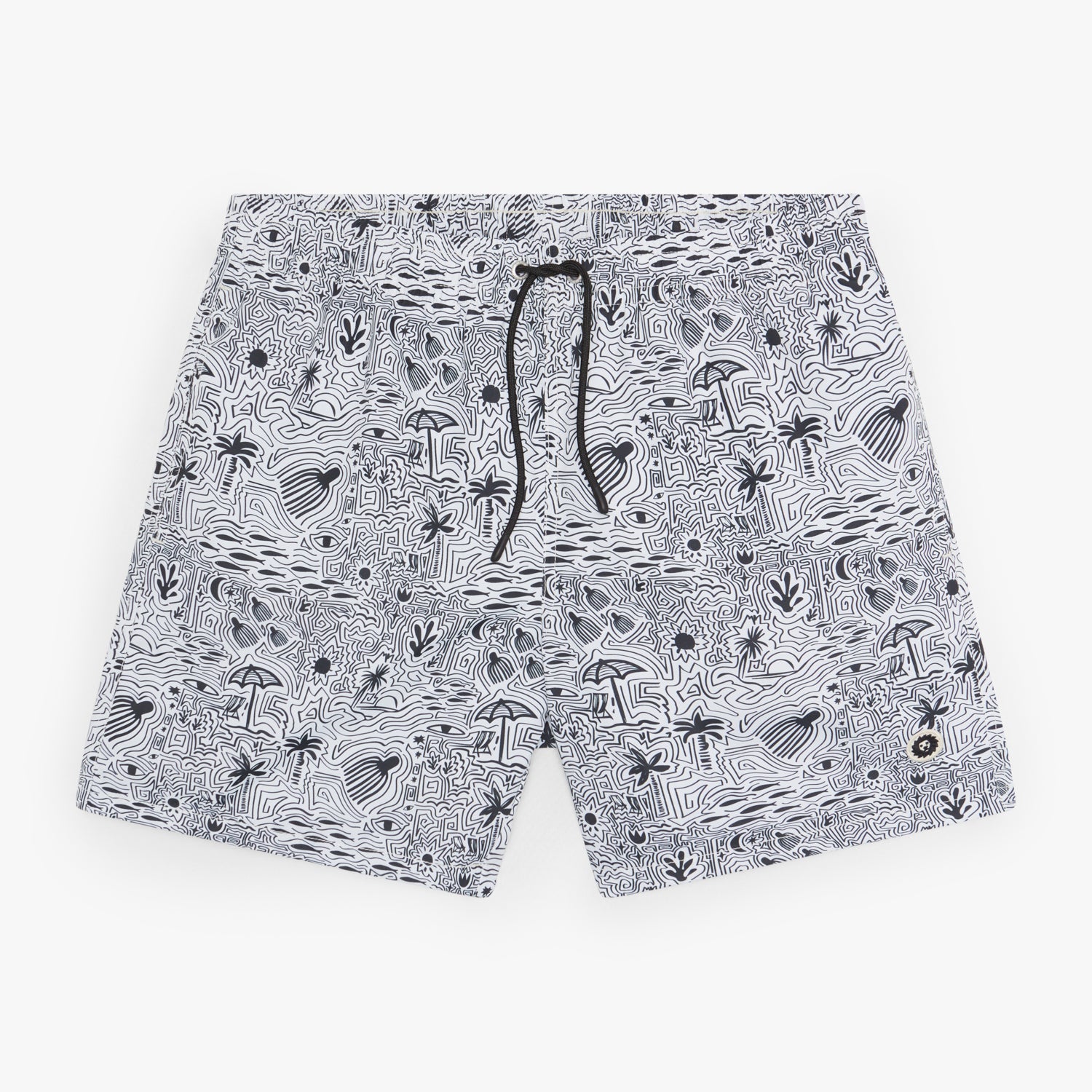 Beach Journal Swim Shorts - Off White Black