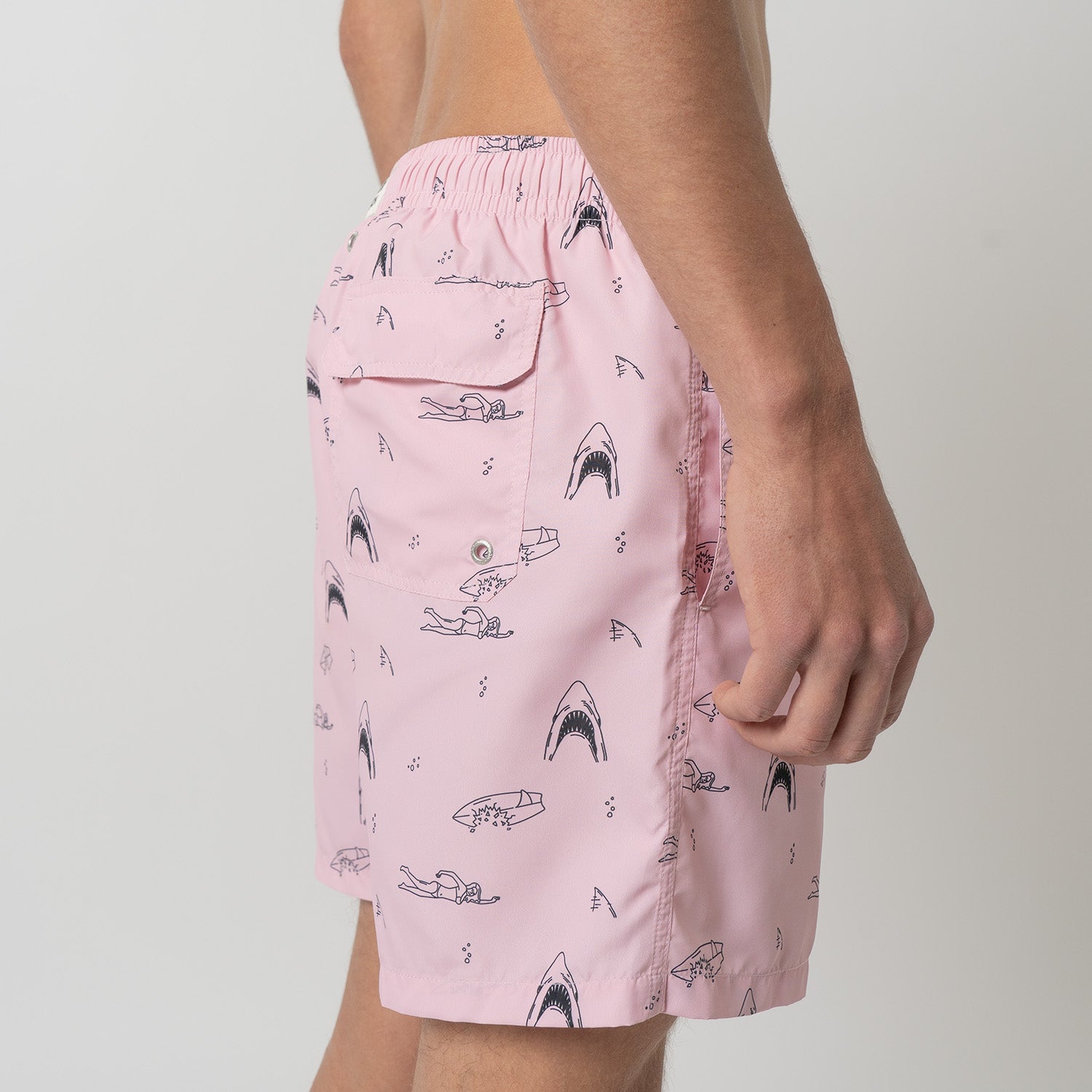 Shark and Swimmer Swim Shorts - Pink (4)